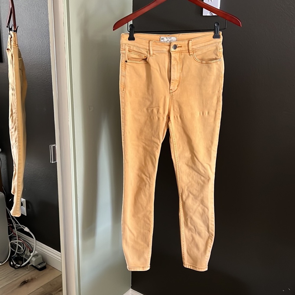 Free People, gold yellow rust jeans